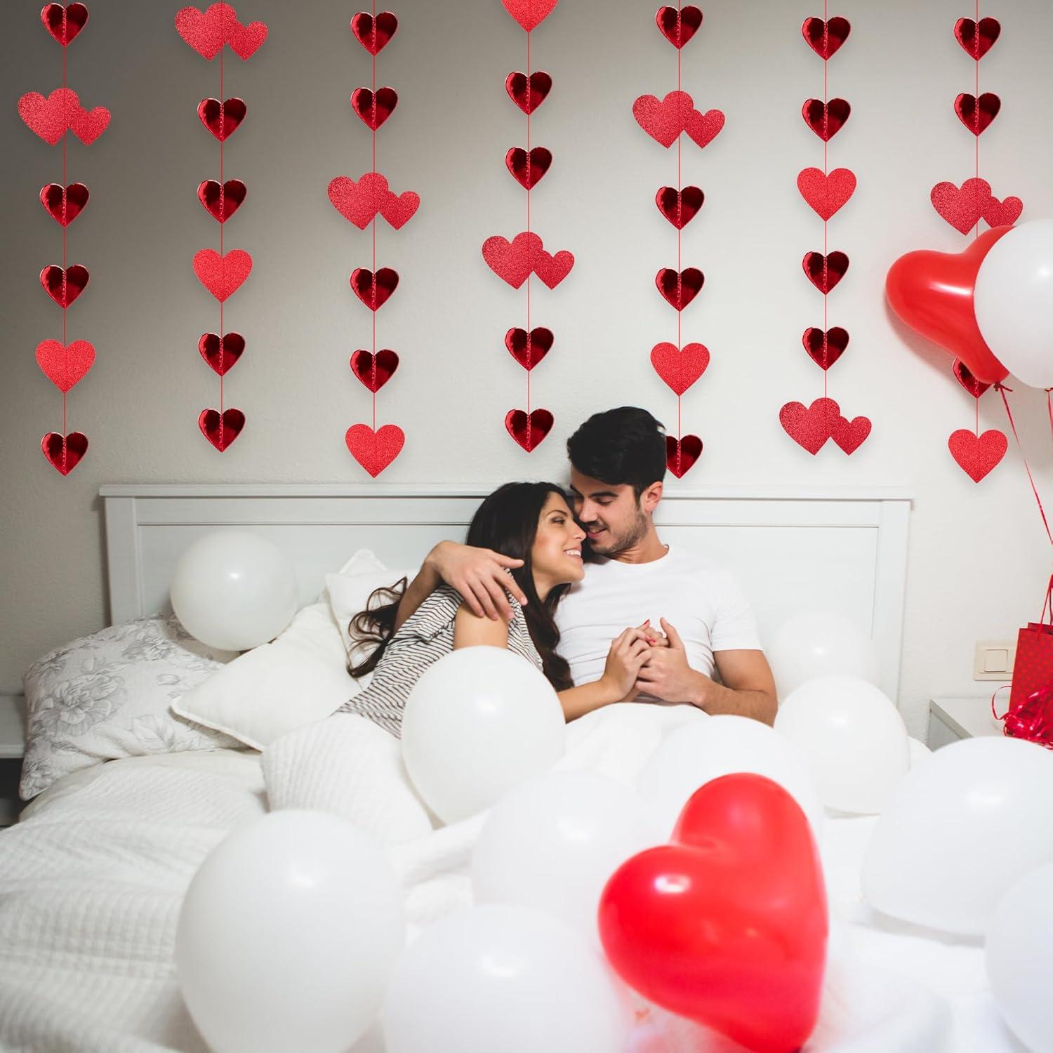 image:imageArtCreativity Valentines Heart Garland 4 Strings x 1312ft Hanging Red Heart Banner for Wedding Props Romantic Anniversary Decorations Photo Backdrop Home Decor Birthday Party Supplies