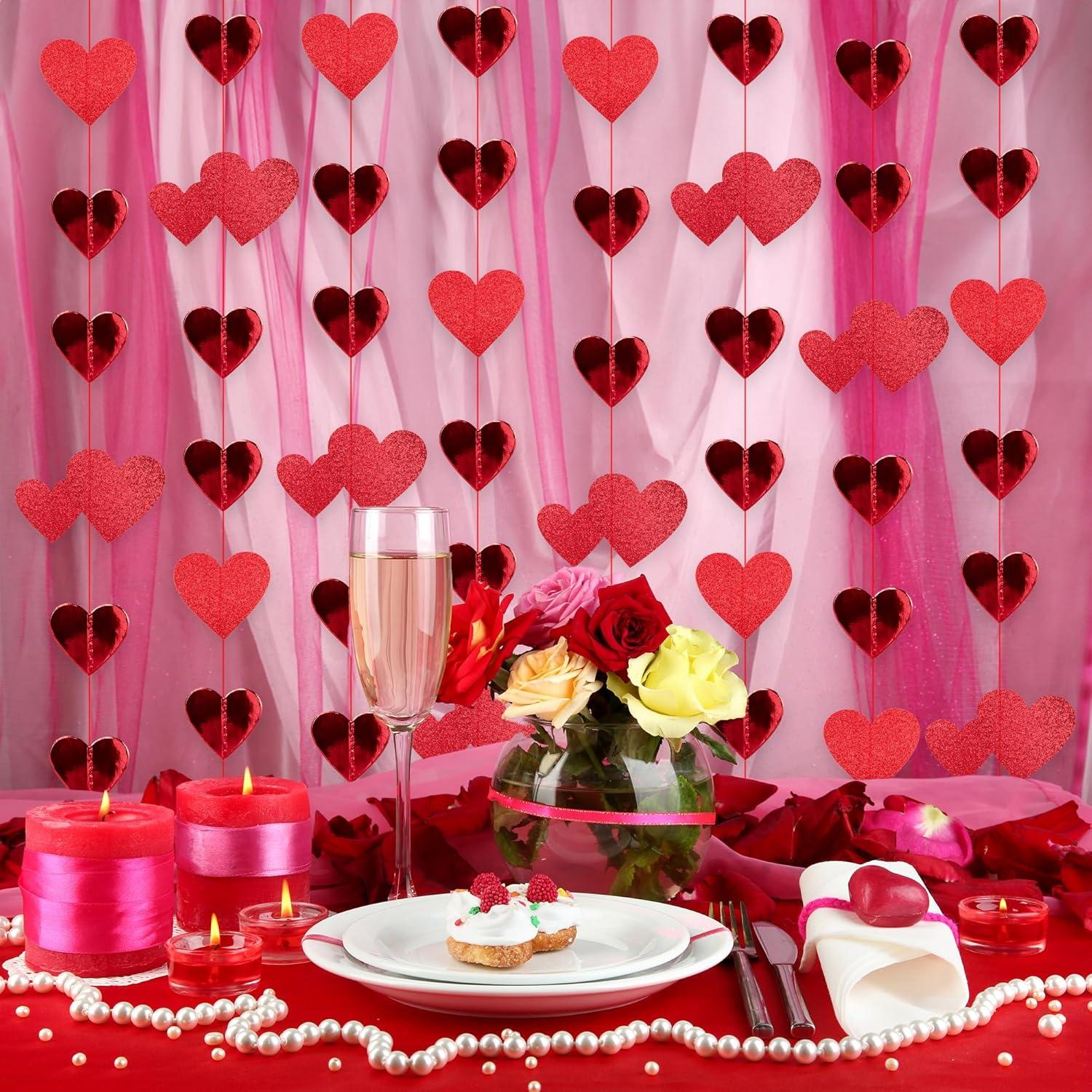 image:imageArtCreativity Valentines Heart Garland 4 Strings x 1312ft Hanging Red Heart Banner for Wedding Props Romantic Anniversary Decorations Photo Backdrop Home Decor Birthday Party Supplies