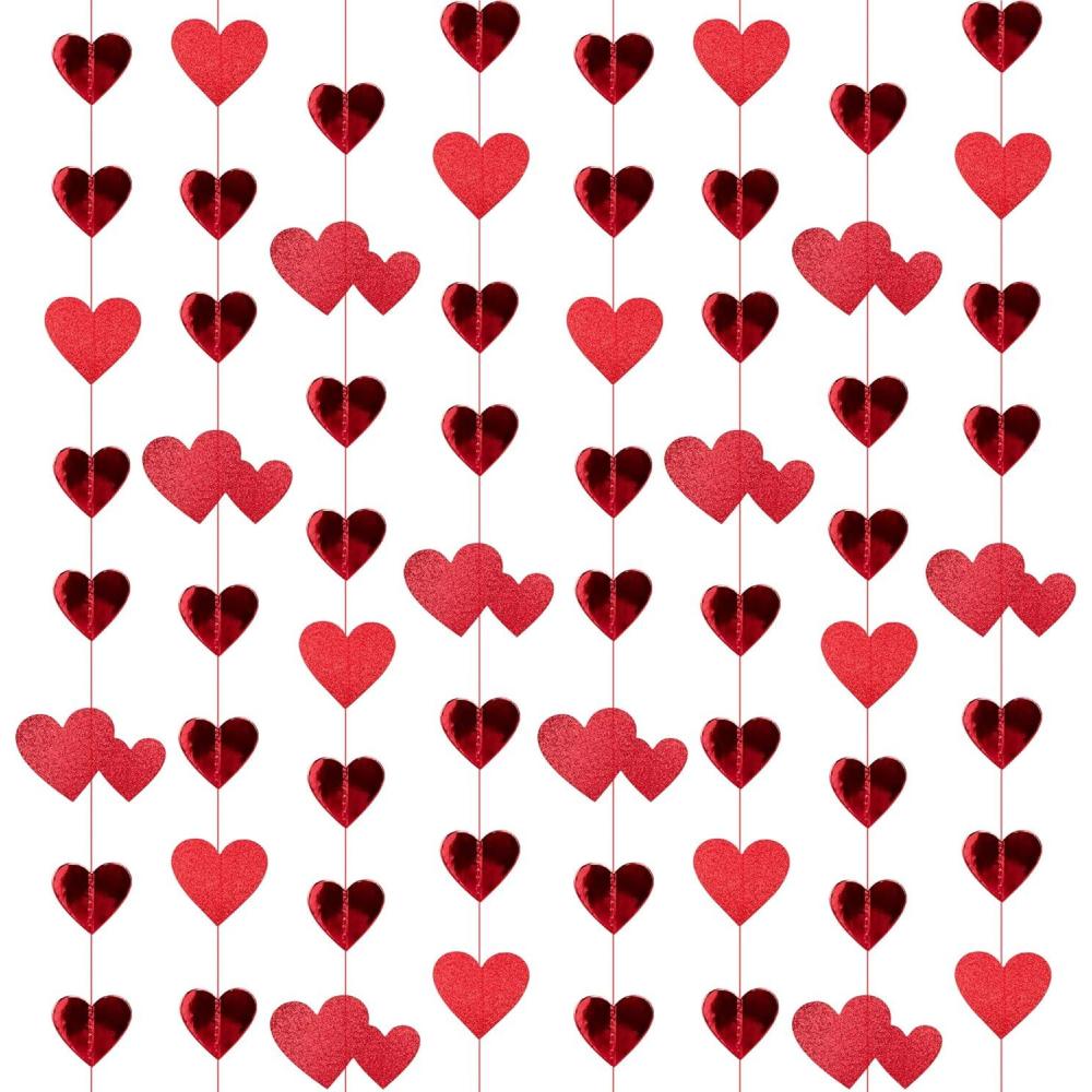 image:imageArtCreativity Valentines Heart Garland 4 Strings x 1312ft Hanging Red Heart Banner for Wedding Props Romantic Anniversary Decorations Photo Backdrop Home Decor Birthday Party Supplies