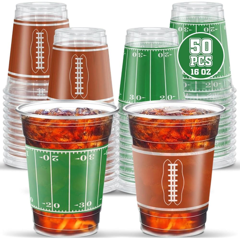image:imageArtCreativity Football Party Cups  Set of 100  Football Party Supplies  16 Ounce Disposable Cups  2 Designs for Football Party Decorations  Party Cup Set for Championship Game or Birthday50 Pack