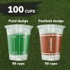 ArtCreativity Football Party Cups – Set of 100 – Football Party Supplies – 16 Ounce Disposable Cups – 2 Designs for Football Party Decorations – Party Cup Set for Championship Game or Birthday(100 Pack)