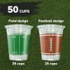 ArtCreativity Football Party Cups – Set of 100 – Football Party Supplies – 16 Ounce Disposable Cups – 2 Designs for Football Party Decorations – Party Cup Set for Championship Game or Birthday(50 Pack)