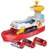 ArtCreativity Light Up Boat Toy with Sounds – Colorful Fire Dept Model Ship with Wheels & 3 Alloy Metal Cars – Kids Ferry Boat for Imaginative Play – Kids Birthday Gift Party Favor