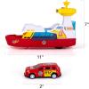 ArtCreativity Light Up Boat Toy with Sounds – Colorful Fire Dept Model Ship with Wheels & 3 Alloy Metal Cars – Kids Ferry Boat for Imaginative Play – Kids Birthday Gift Party Favor