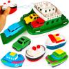 ArtCreativity Ferry Boat Bath Toy for Toddlers – 9 Pcs – Baby Bathtub Floating Water Toy with 4 Mini Cars, 4 Squirter Animals, Lights & Sounds for Imaginative Play – Kids Birthday Gift Party Favor