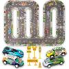 ArtCreativity Road Track for Kids – 29 Piece Set with 4 Cars, 5 Traffic Accessories, and 20 Puzzle Pieces – Toddler Track with Vehicles
