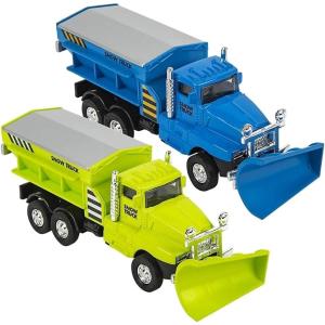 ArtCreativity Pull Back Snow Plow Toys, Set of 2, Diecast Metal Kids’ Pullback Toys, Cool Car Toys for Boys and Girls, Snowplow Trucks for Children, Great Gift or Birthday Party Favors