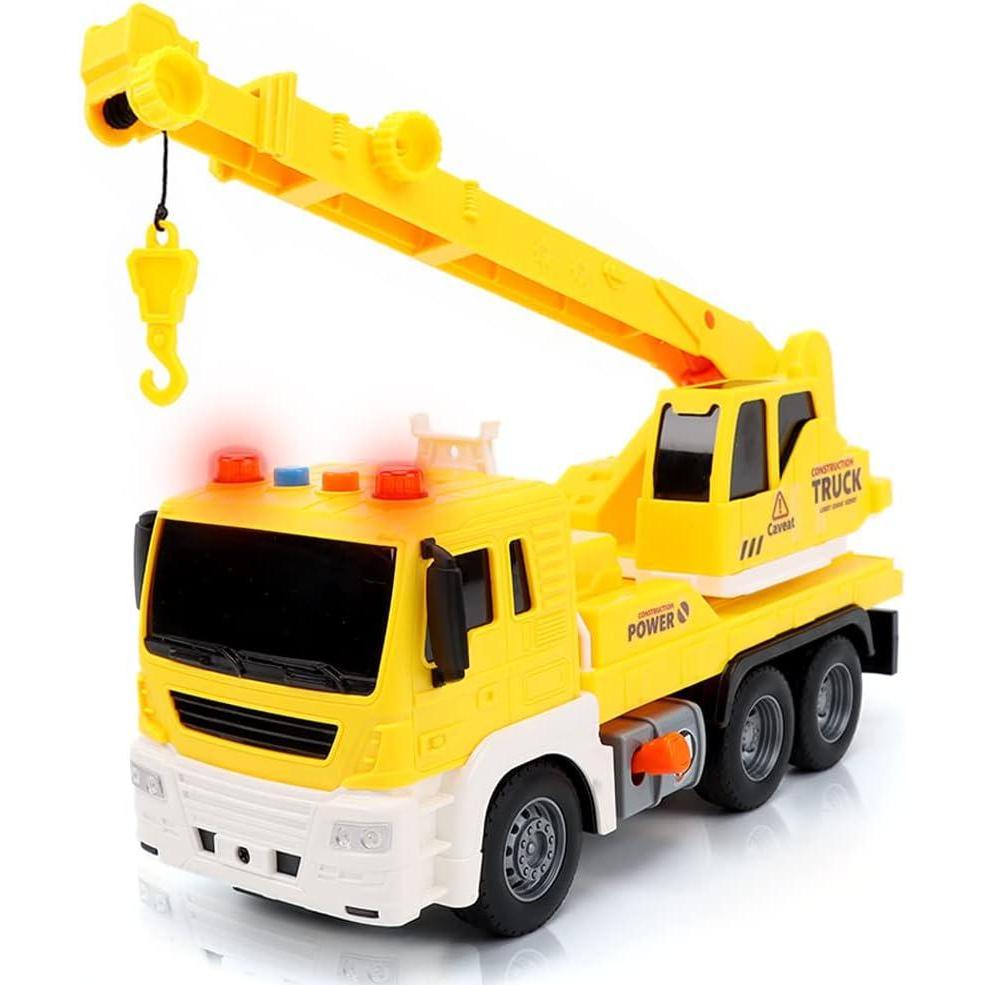 image:imageArtCreativity Light Up Crane Truck Toy Kids Construction Toy with a Movable Crane LEDs and Sound Effects Push and Go Construction Vehicle Toys for Kids Crane Toys for Boys and Girls