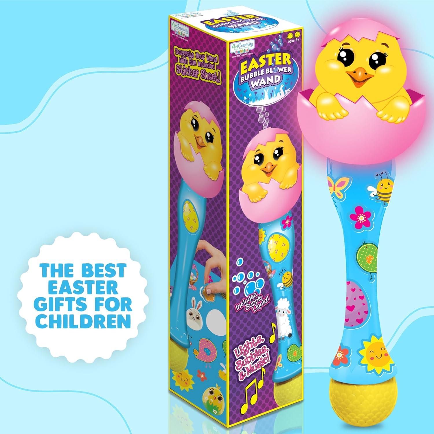 image:imageArtCreativity Easter Bunny Bubble Wand Easter Basket Stuffers for Toddler 14 Light Up Automatic Bubble Maker with LED amp Music Bubbles for Kids 3Chick