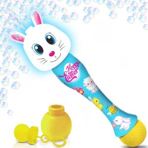ArtCreativity Easter Bunny Bubble Wand, Easter Basket Stuffers for Toddler, 14″ Light Up Automatic Bubble Maker with LED & Music, Bubbles for Kids 3+(Bunny)