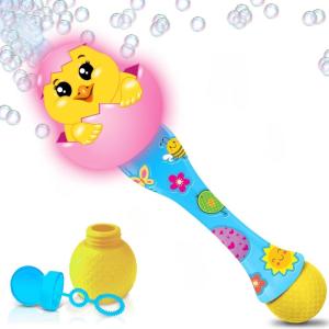 ArtCreativity Easter Bunny Bubble Wand, Easter Basket Stuffers for Toddler, 14″ Light Up Automatic Bubble Maker with LED & Music, Bubbles for Kids 3+(Chick)