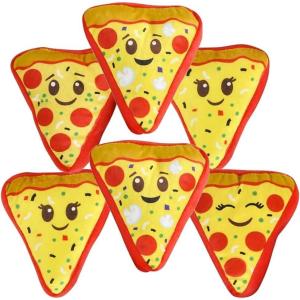ArtCreativity Mini Plush Pizza Toys for Kids, Set of 6, Soft and Cuddly Soft Stuffed Toys in Assorted Designs, Plush Party Favors for Kids, Cute Pizza Party Decorations, 4.5 Inch(4 inches)