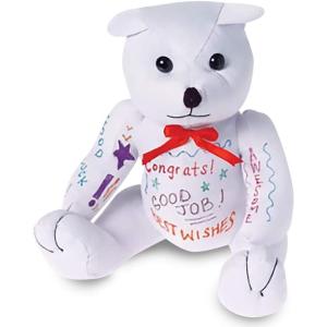ArtCreativity Plush Autograph Teddy Bear, 1 Piece, Graduation Autograph Stuffed Animal, 11 Inch Stuffed Toy with White Smooth Fabric, Cute Hospital Get Well Soon Gift, Unique Baby Shower Idea