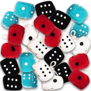 ArtCreativity Plush Dice for Kids and Adults, 12 Pairs, Fun Casino Party Favors, 1.5 Inch Fuzzy Dice in Assorted Colors, Vegas Party Supplies, Cool Goodie Bag Fillers for Boys and Girls(1.5 inches)