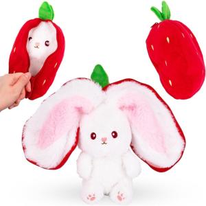 ArtCreativity Strawberry Bunny Plush Toy – Hidden Easter Bunny Stuffed Animal – Easter Basket Stuffers and Gifts for Kids – Doubles as Cute Easter Decor