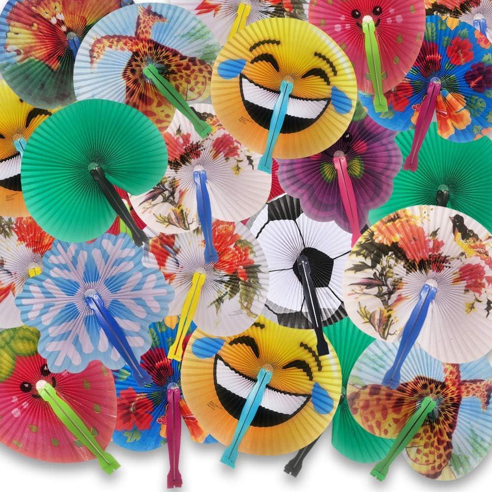 image:imageArtCreativity 10 Inch Handheld Folding Fans Assortment for Kids Set of 48 Foldable Paper Fans in Assorted Colors and Designs Cool Goodie Bag Fillers Birthday Party Favors Outdoor Summer Toys