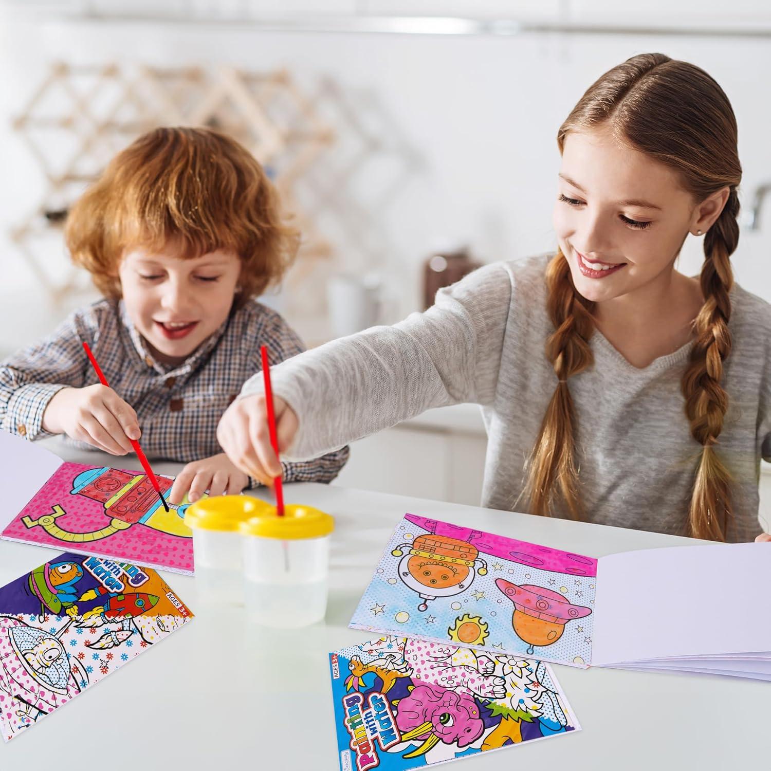 image:imageArtCreativity 4 Pack Magic Water Coloring Books for Kids Water Painting Books for Kids 4 Water Painting Books 4x6 and 4 Paintbrushes amp Mess Free