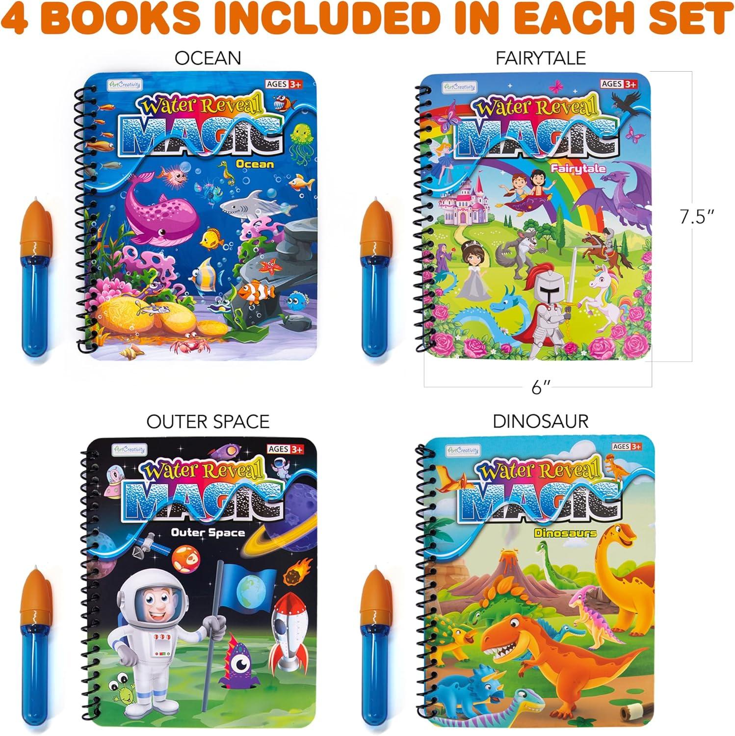 image:imageArtCreativity 8 Pack Magic Water Coloring Books for Toddlers 4 Christmas Themed Books amp 4 hot Themes Ocean Fairytale Dinosaur Space Water Color for Toddlers