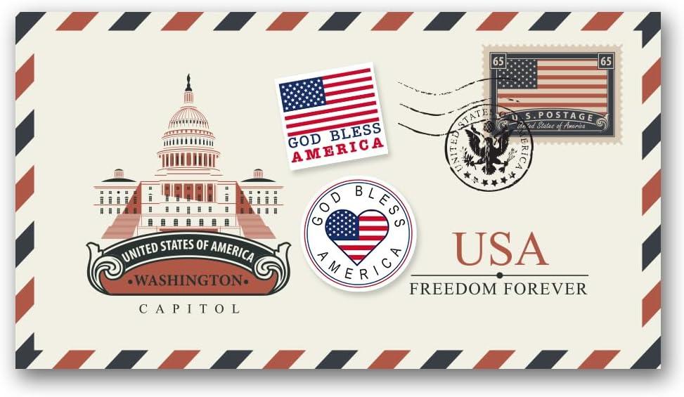 image:imageArtCreativity USA American Flag Patriotic Stickers 2 Rolls with 200 God Bless America Stickers Total Red White and Blue Decorations for 4th of July Memorial Veterans and US Flag Day