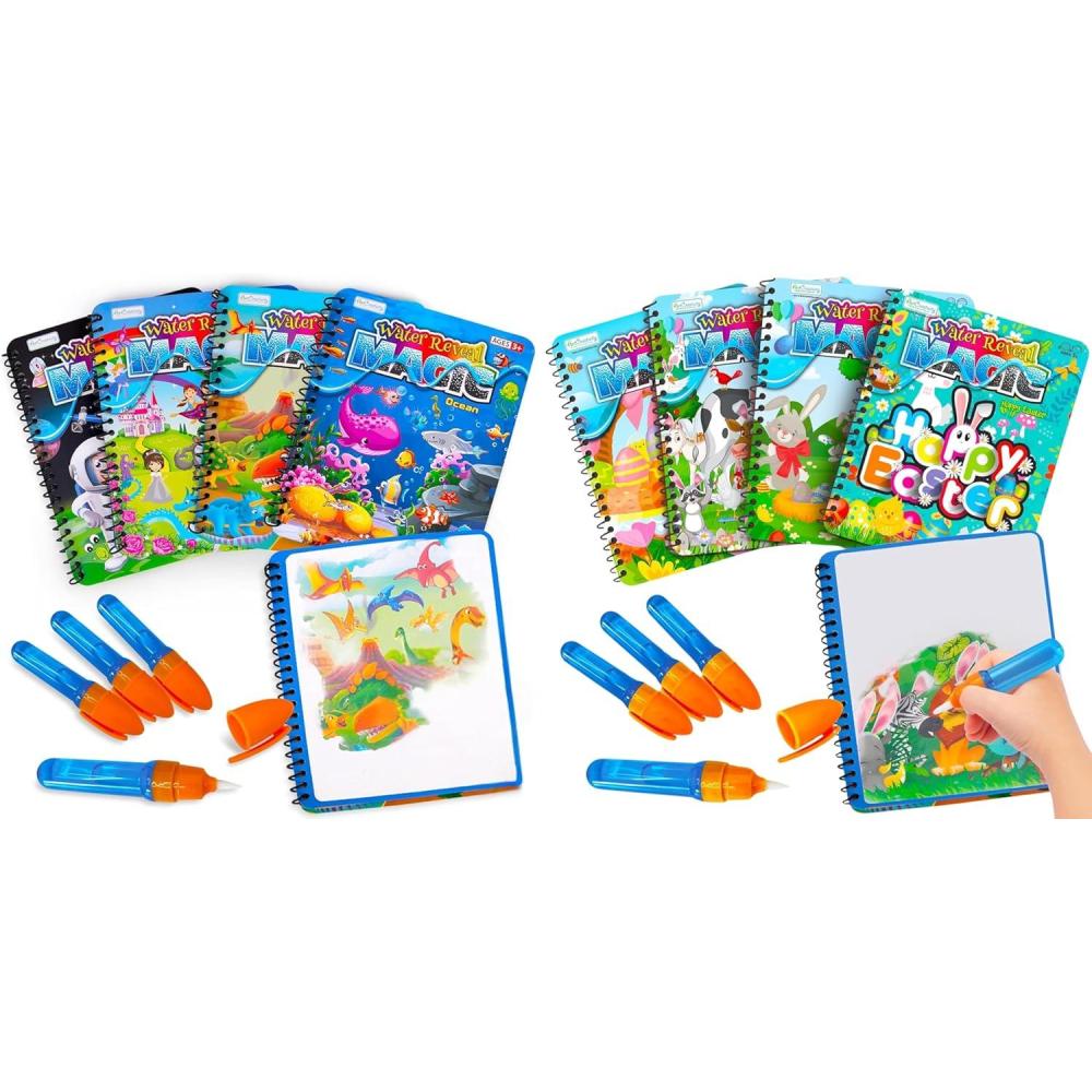 image:imageArtCreativity 8 Pack Magic Water Coloring Books for Toddlers 4 Easter themed books amp 4 hot themes ocean fairytale dinosaur space Water color for Toddlers