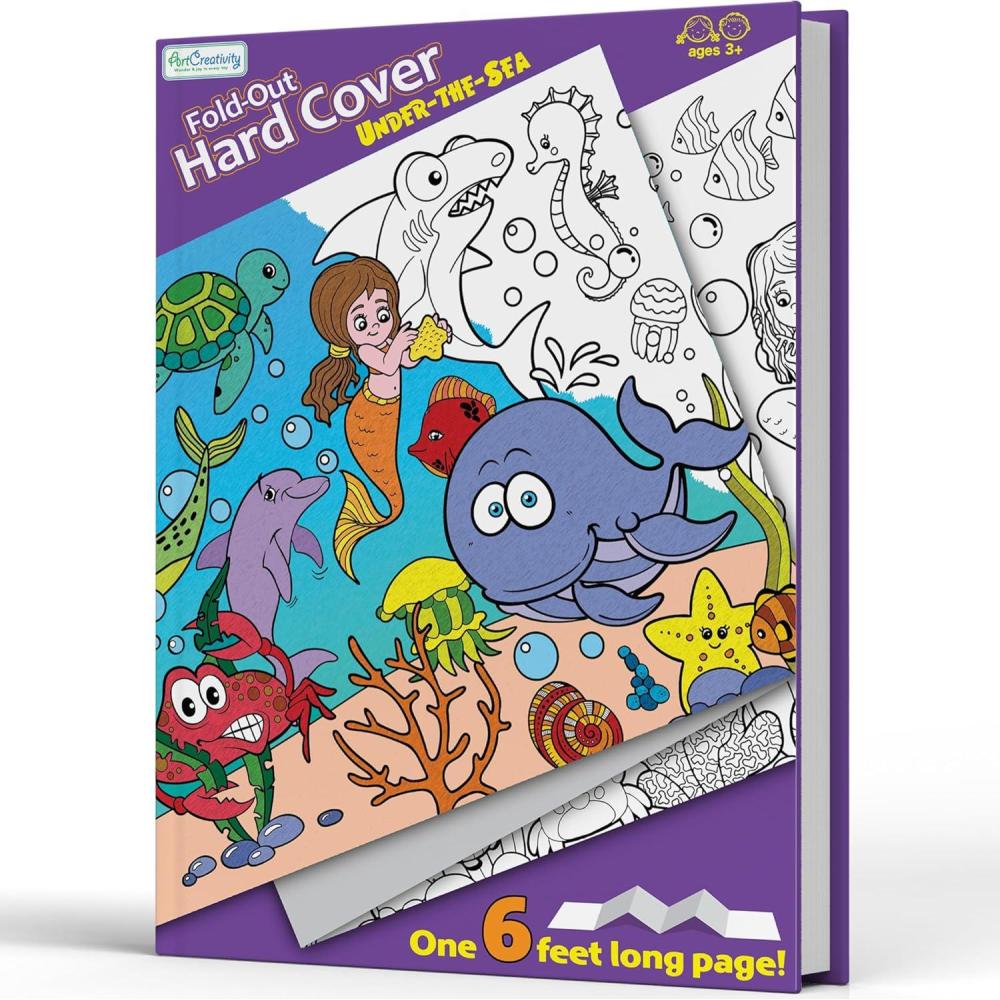 image:imageArtCreativity Jumbo Fold Out Coloring Book  Under The Sea Theme  Giant Coloring Book for Kids with Hard Cover  Stretches Up to 6 Feet  One Piece Coloring Book for Classroom and Family