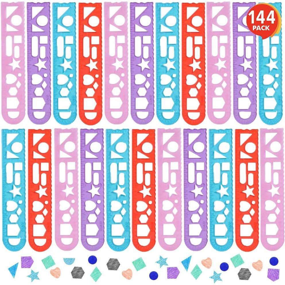 image:imageArtCreativity Shape Tracing Rulers for Kids Set of 144 Plastic Tracer Drawing Tools Fun Color Assortment Stationery Birthday Party Favors Back to School Gifts and Classroom Teacher Rewards