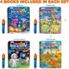 ArtCreativity 4 Pack Magic Water Coloring Books for Kids Water Painting Books for Kids + 4 Water Painting Books 4″x6″ and 4 Paintbrushes & – Mess Free