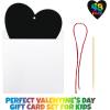 ArtCreativity 48 Pack Scratch Off Valentine Cards for Kids Classroom, Set of 48 Valentine Cards Ink-Free Scratch Off Hearts with Sticks, Red String, and Envelopes, Valentines Crafts