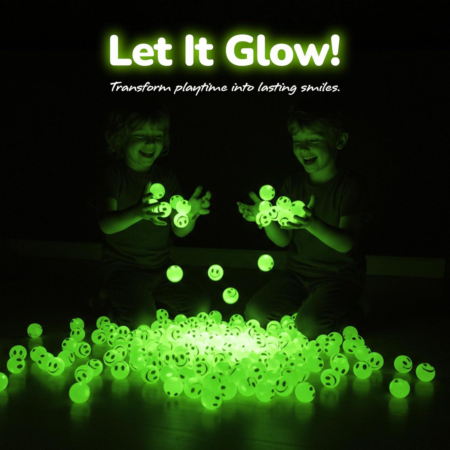 image:imageArtCreativity 160 PCS Glow in The Dark Smiley Face Bouncing Balls Bulk Pack of 1601 Inch High Bounce Bouncy Balls for Kids Glowing Party Favors and Goodie Bag Fillers for Boys and Girls