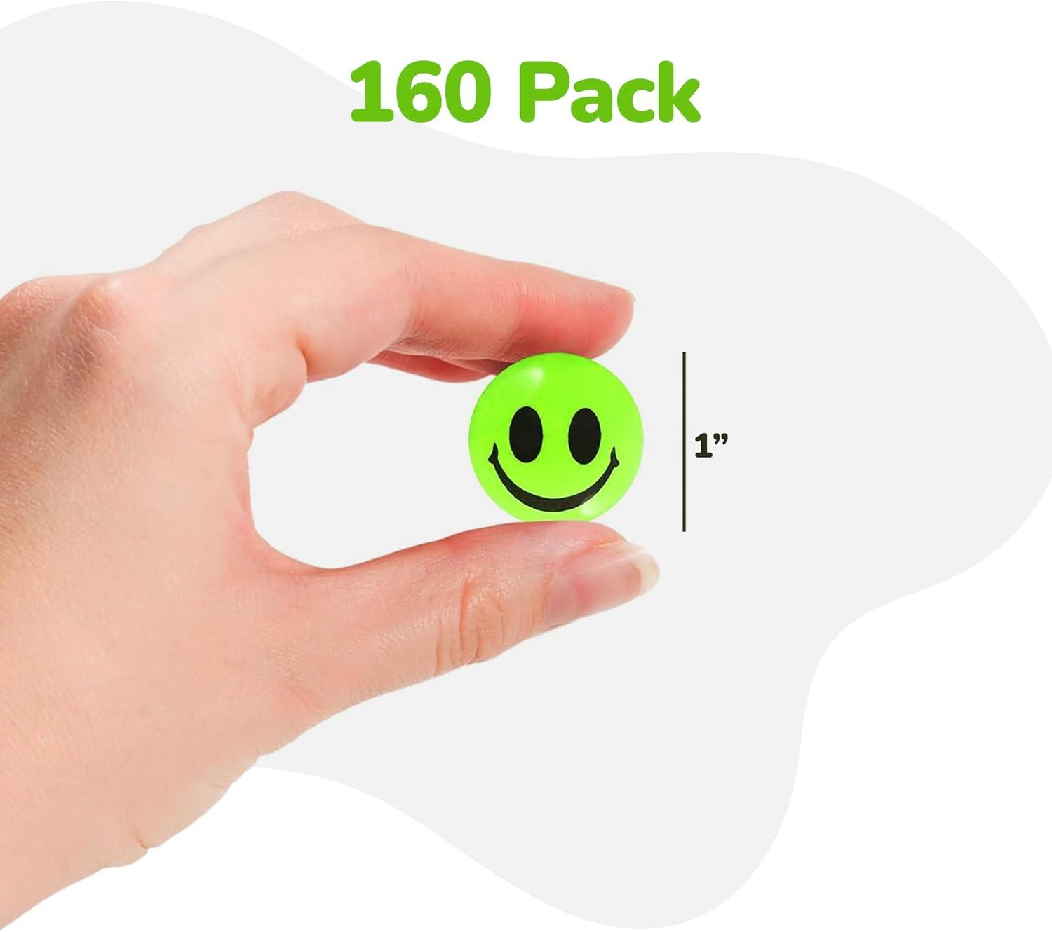image:imageArtCreativity 160 PCS Glow in The Dark Smiley Face Bouncing Balls Bulk Pack of 1601 Inch High Bounce Bouncy Balls for Kids Glowing Party Favors and Goodie Bag Fillers for Boys and Girls