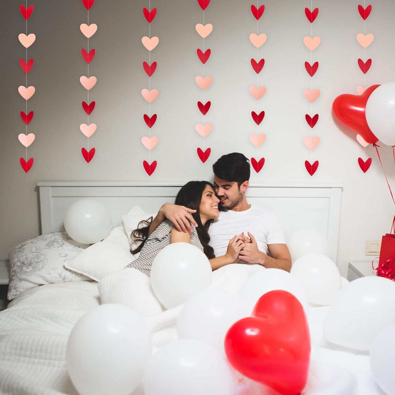 image:imageArtCreativity 80 Heart Garland Hanging Valentines Decorations with Red amp Pink Hearts Valentines Banner 8 Strings 65 ft Each Perfect Valentines Garland for Parties amp Events