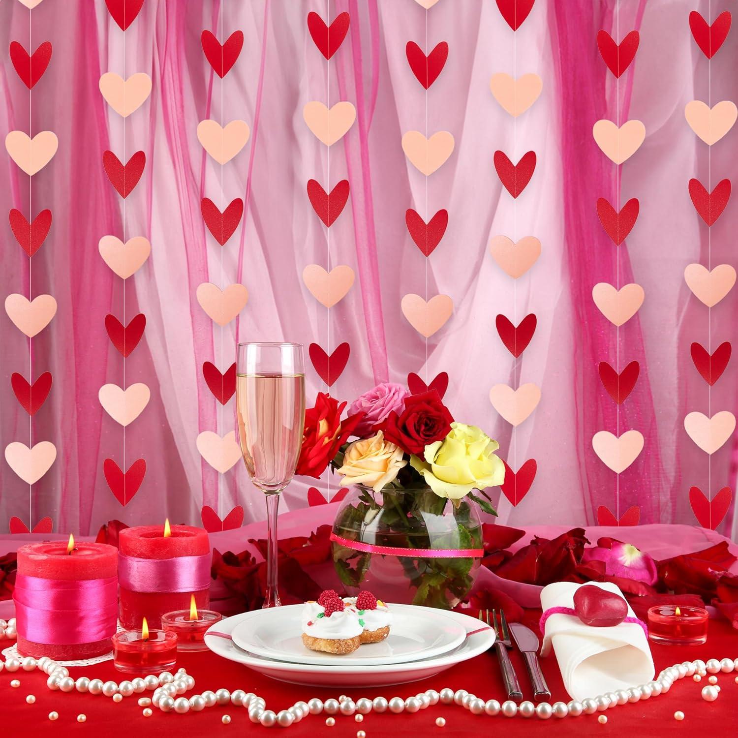 image:imageArtCreativity 80 Heart Garland Hanging Valentines Decorations with Red amp Pink Hearts Valentines Banner 8 Strings 65 ft Each Perfect Valentines Garland for Parties amp Events