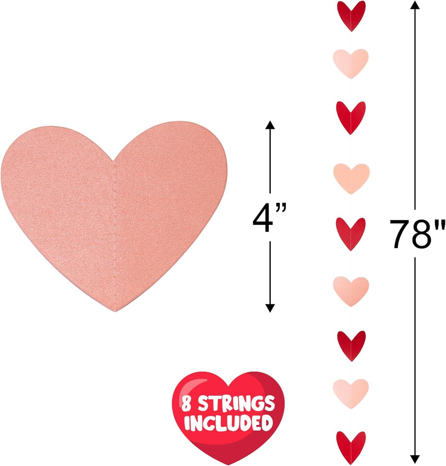 image:imageArtCreativity 80 Heart Garland Hanging Valentines Decorations with Red amp Pink Hearts Valentines Banner 8 Strings 65 ft Each Perfect Valentines Garland for Parties amp Events