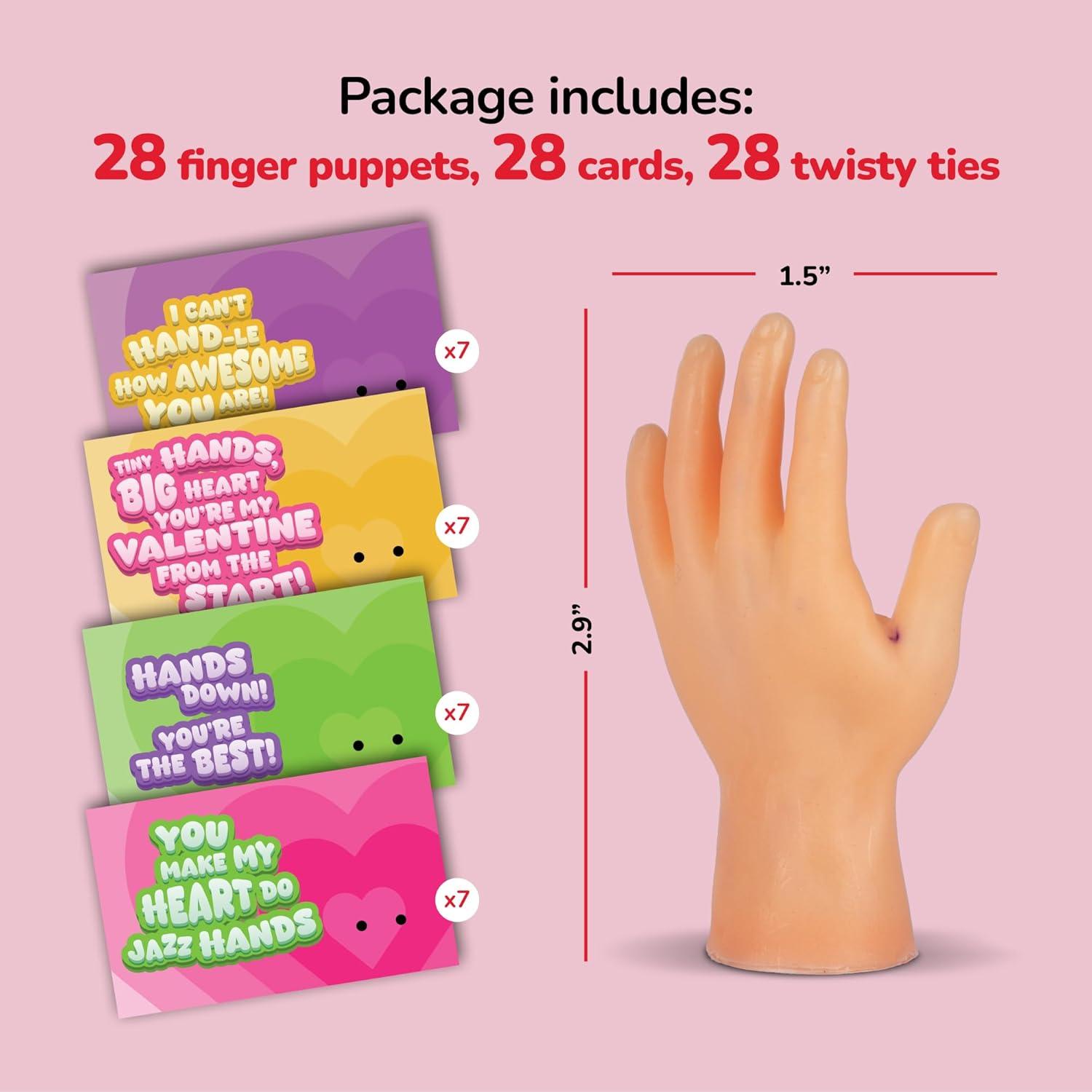 image:imageArtCreativity Valentines Tiny Hands Cards Set of 28 Little Hands Valentines Day Cards with Finger Puppets for School Parties Classroom Gift Exchanges for Kids Family Fun Party Favors