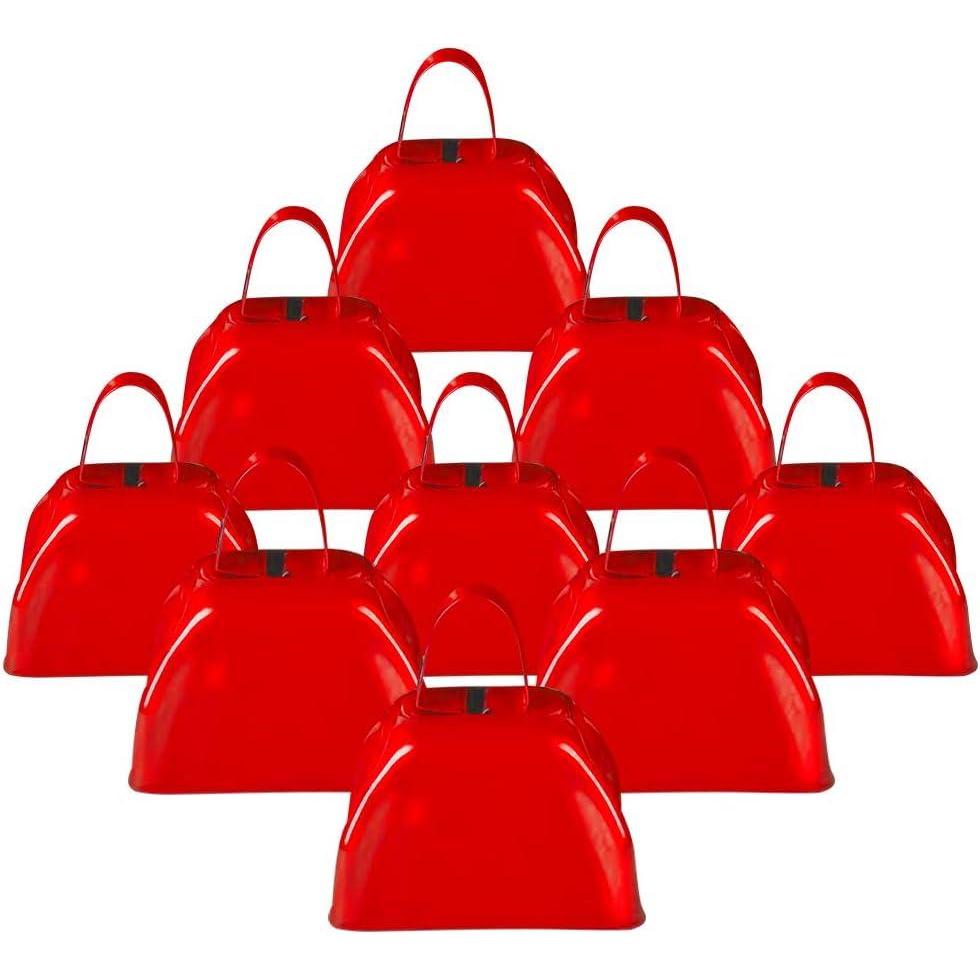 image:imageArtCreativity 3 Inch Blue Metal Cowbell Noisemakers Pack of 12 Loud Metal Cowbell Noise Makers Party Favors with Handles Great for Football Games Sporting Events for Kids and Adultsred cowbell