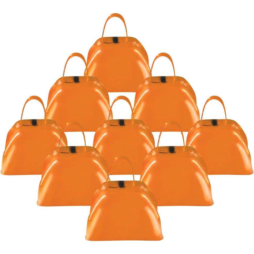 image:imageArtCreativity 3 Inch Blue Metal Cowbell Noisemakers Pack of 12 Loud Metal Cowbell Noise Makers Party Favors with Handles Great for Football Games Sporting Events for Kids and Adultsorange cowbell