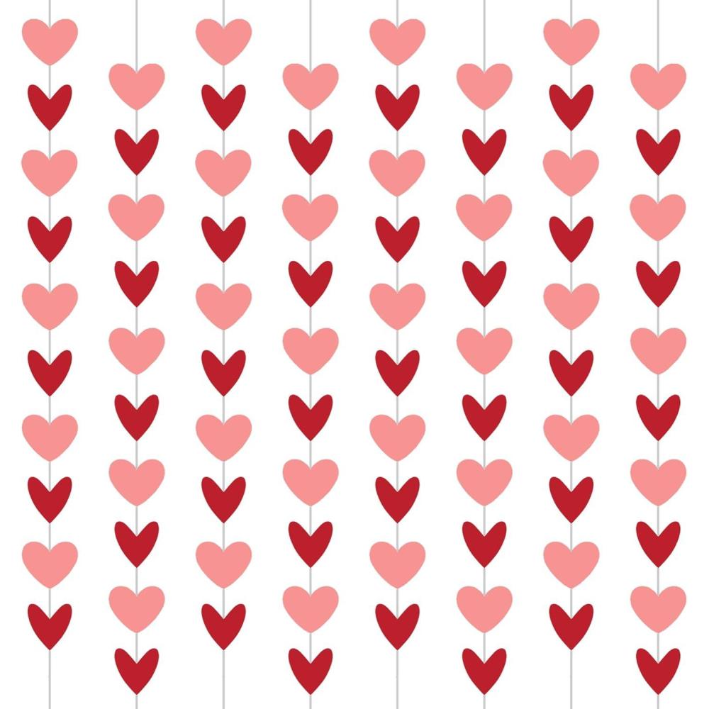 image:imageArtCreativity 80 Heart Garland  Hanging Valentines Decorations with Red amp Pink Hearts Valentines Banner 8 Strings 65 ft Each Perfect Valentines Garland for Parties amp Events
