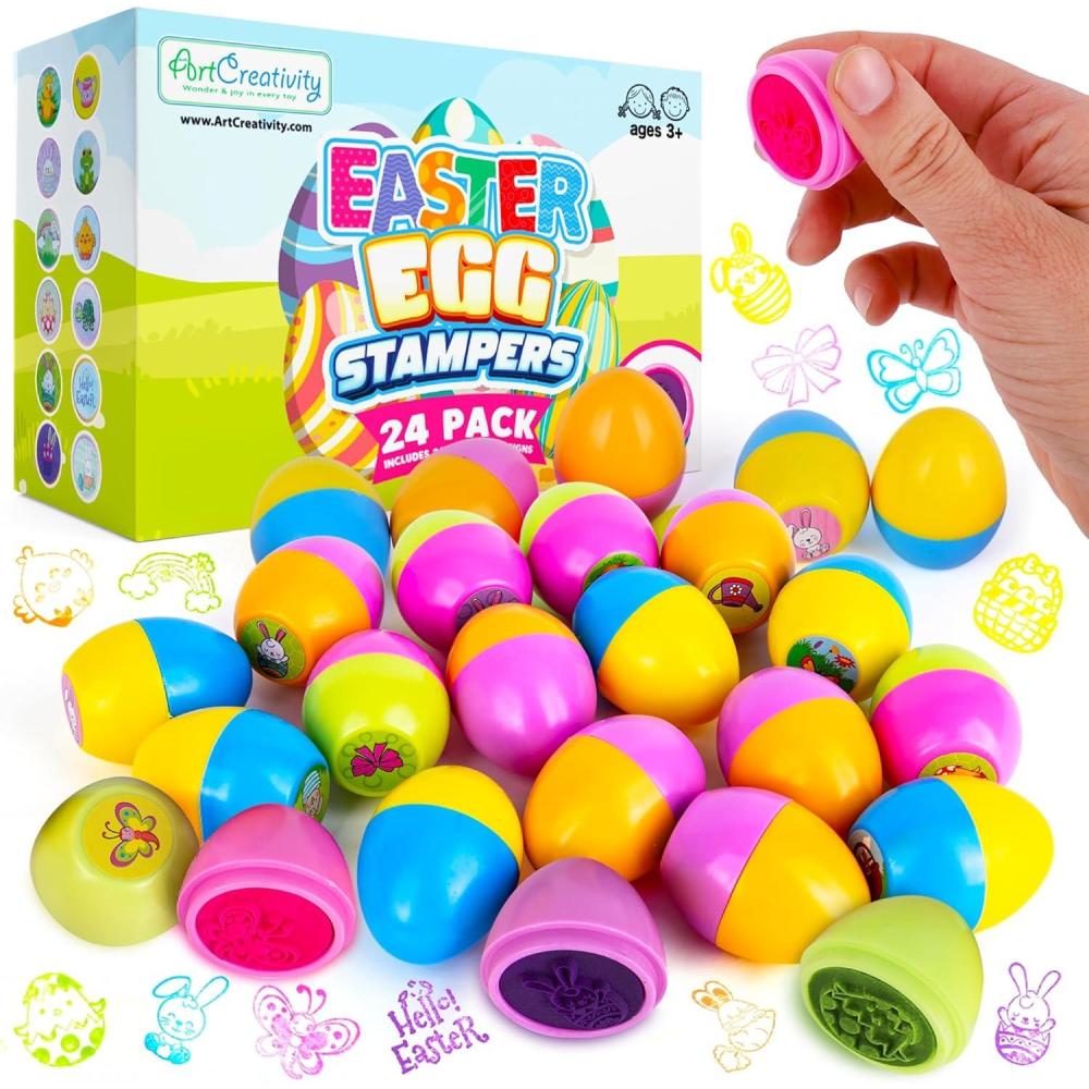 image:imageArtCreativity Easter Egg Stampers Set of 24 Self Inking Mini Stamps for Kids Easter Eggs Hunt Game DIY Easter Classroom Craft Toys with Vibrant Colors Easter Basket Stuffers and Party Favors