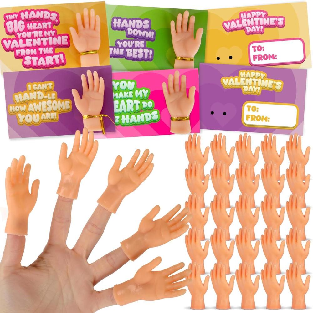 image:imageArtCreativity Valentines Tiny Hands Cards Set of 28 Little Hands Valentines Day Cards with Finger Puppets for School Parties Classroom Gift Exchanges for Kids Family Fun Party Favors