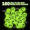 ArtCreativity 160 PCS Glow in The Dark Smiley Face Bouncing Balls – Bulk Pack of 160-1 Inch High Bounce Bouncy Balls for Kids, Glowing Party Favors and Goodie Bag Fillers for Boys and Girls