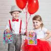 ArtCreativity 24 Valentines Day Bags with 24 Stickers, Valentine Treat, Candy Bag, Goodie Bags for Birthday Party, Wedding, Baby Shower & Party Favors, Cute Cardboard Boxes with Handles
