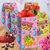 ArtCreativity 24 Valentines Day Bags with 24 Stickers, Valentine Treat, Candy Bag, Goodie Bags for Birthday Party, Wedding, Baby Shower & Party Favors, Cute Cardboard Boxes with Handles