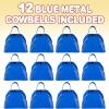 ArtCreativity 3 Inch Blue Metal Cowbell Noisemakers (Pack of 12) Loud Metal Cowbell Noise Makers Party Favors with Handles, Great for Football Games, Sporting Events, for Kids and Adults(Blue Cowbell)