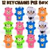ArtCreativity Face Changing Animal Keychains for Kids – Set of 12 – Cute Keychains with 4 Different Expressions and 5 Designs – Animal Birthday Party Favors – Barnyard Party Supplies