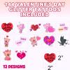 ArtCreativity Individual Valentines Glitter Tattoos for Kids – 144 Pack 2 Inch Non-Toxic Pre-Cut Valentines Day Temporary Tattoo Party Favors in 12 Cute Designs – Valentine Gifts for Kids Classroom