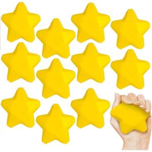 ArtCreativity 12 Pack Star Squishy Stress Balls – 3 Inch Spongy Squeeze Toys Yellow Stress Stars – Kids & Adults, Stress Relief, Party Favors, Easter Goodie Bag Stuffers,Squishy Fidget Toys, Foam Ball