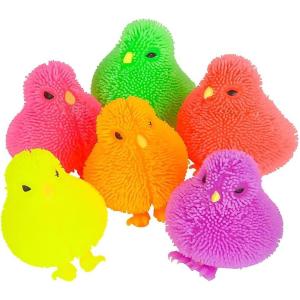 ArtCreativity 3 Inch Chicken Puffer Toys for Kids (Pack of 12) Chick Surprise Toys for Filling Easter Eggs, Easter Party Favors, Egg Hunt Supplies, Stress Relief Toys for Kids, Assorted Neon Colors