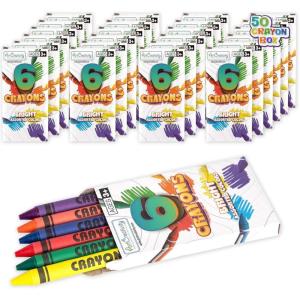 ArtCreativity Crayons Bulk Set – 600 Total Crayons – 100 Packs of 6 – Kids’ Colors: Red, Orange, Yellow, Green, Blue, Purple – Classroom & Party Favors(50 Set of 6-Packs (300 Ct))