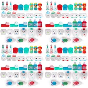 ArtCreativity Dental Character Assortment, Set of 25, Cute Tooth Fairy Toys for Kids, Rubbery Dentist Office Giveaways for Children, Holiday Stocking Stuffers, Unique Birthday Party Favors(Small (Pack of 4))