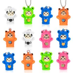 ArtCreativity Face Changing Animal Keychains for Kids – Set of 12 – Cute Keychains with 4 Different Expressions and 5 Designs – Animal Birthday Party Favors – Barnyard Party Supplies